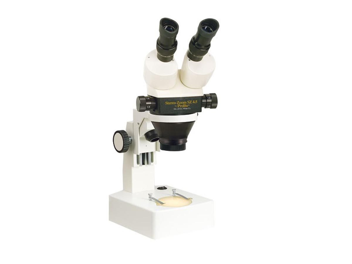 Prolite Stereo-Zoom 4.5 Binocular Microscope - Laboratory Base - Dual Integrated Lighting